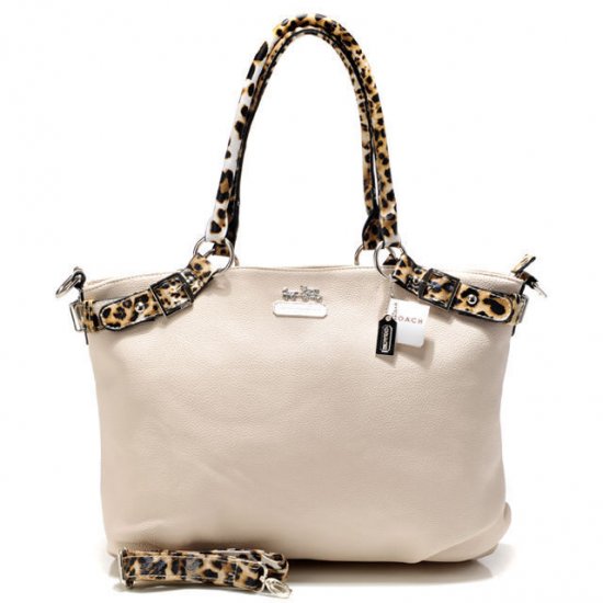 Coach Madison Leopard Large White Satchels ACL - Click Image to Close